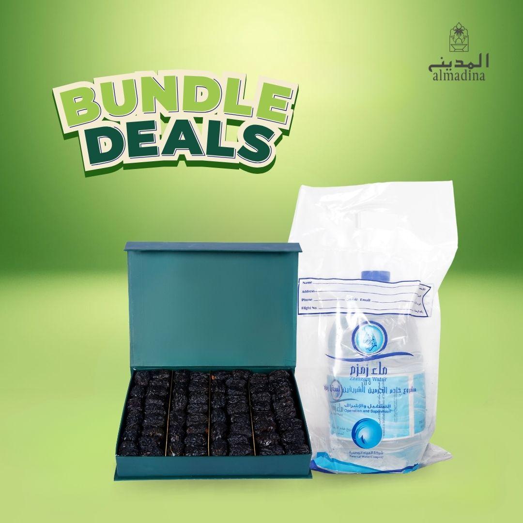 Ajwa Khajoor Gift Box + Zamzam Water 5L Airport Pack | Ramadan & Umrah Bundle Deal