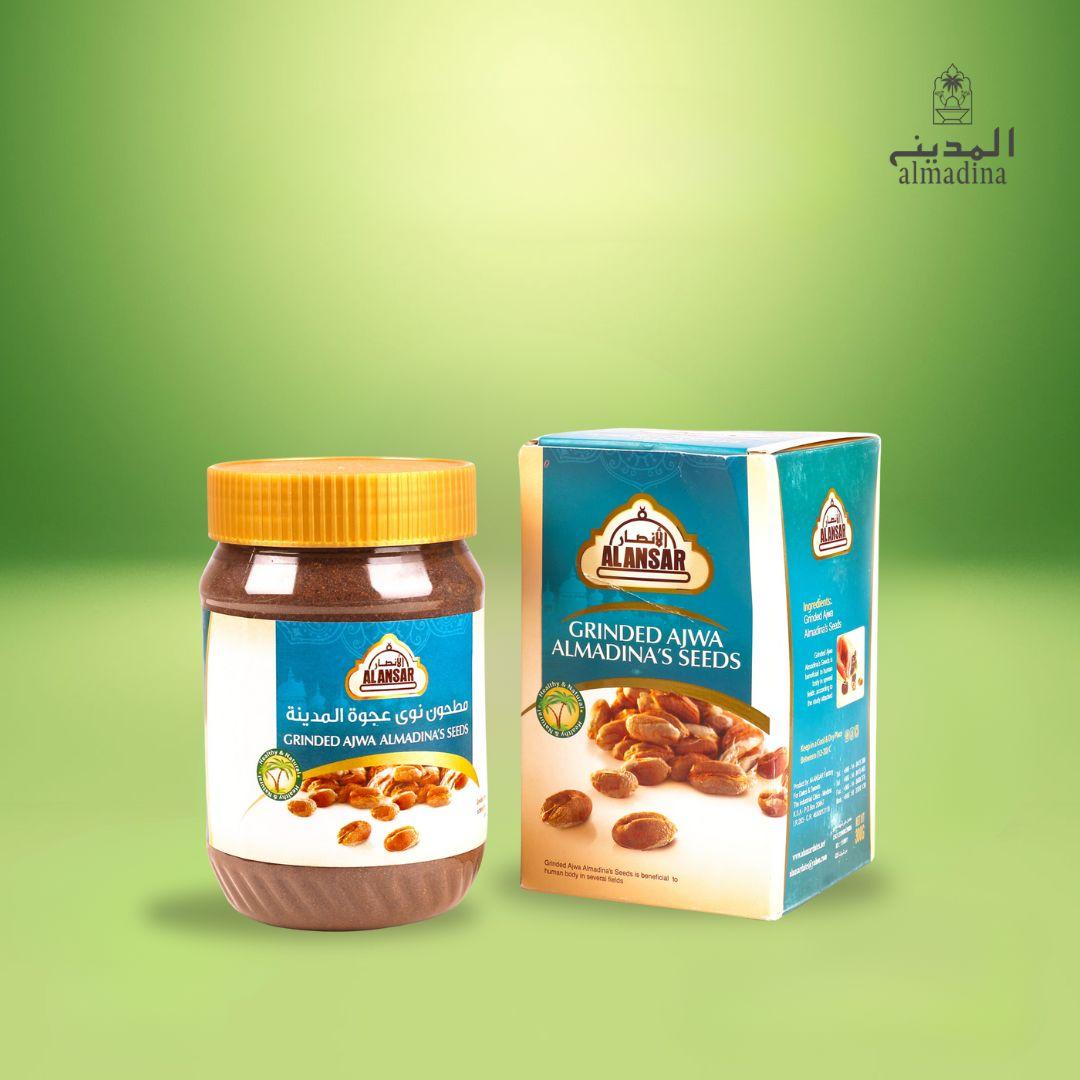 Shop now Imported Al Ansar Ajwa seed powder, 100% grinded from Ajwa date seeds. Sunnah remedy for heart health, wellness, and prophetic medicine.